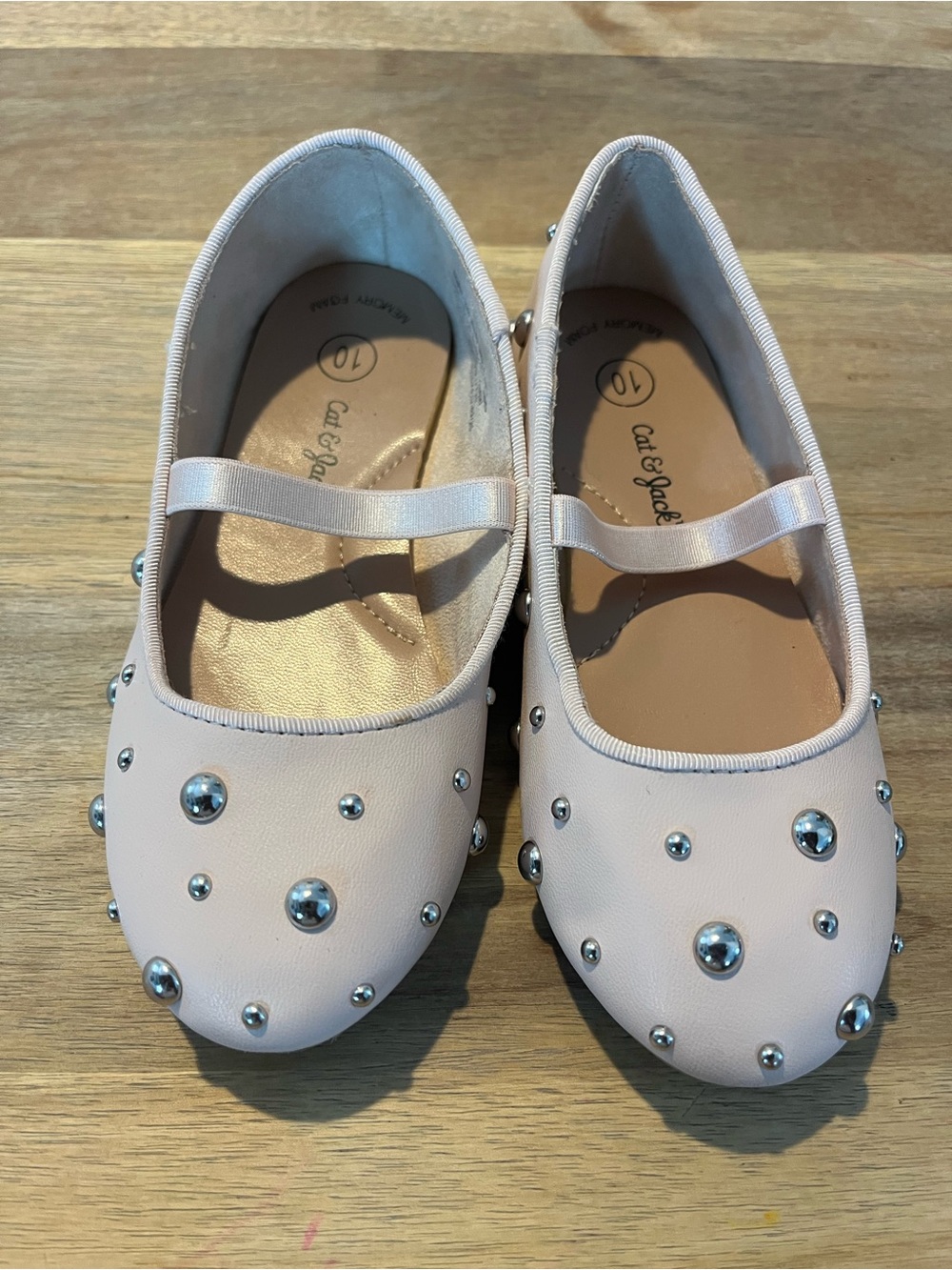 Cat & Jack Girls Pink Studded Mary Jane Flats